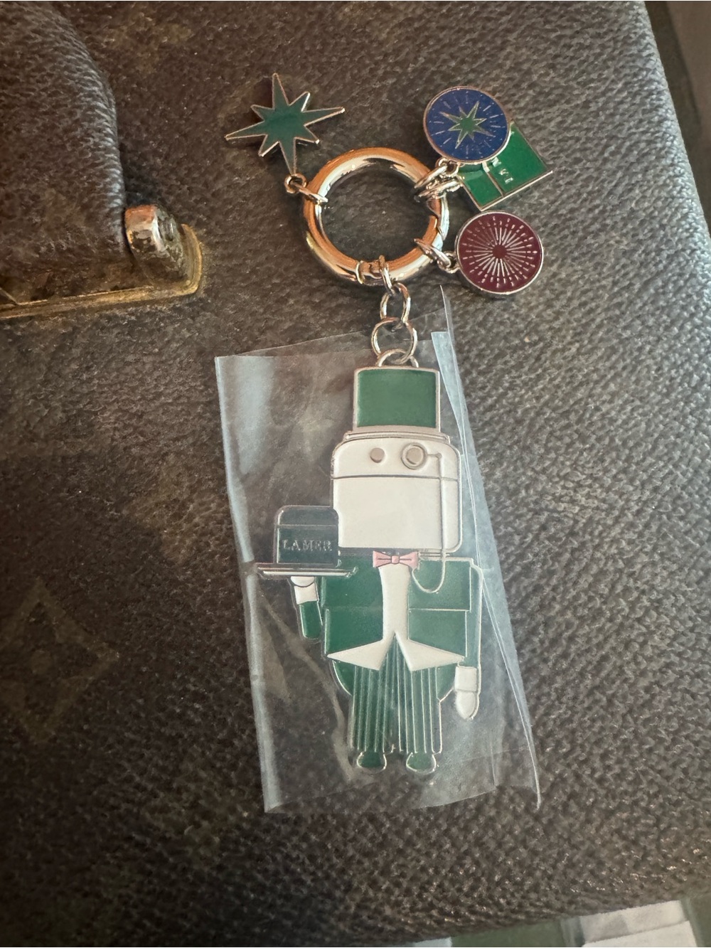 La Mer Green & Silver Nutcracker Robot Phone Charm